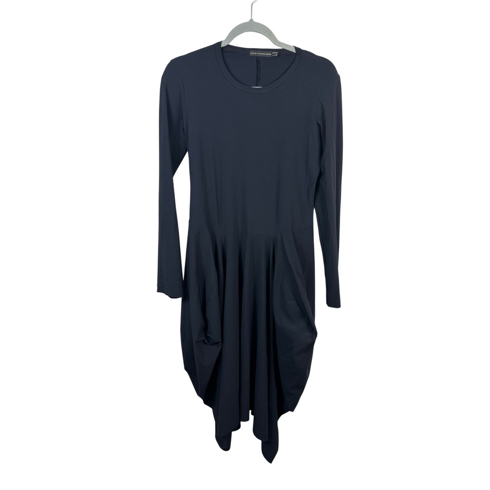 Marithe Francois Girbaud Dress Womens 6 Black Excellent Avant Garde Draped LBD